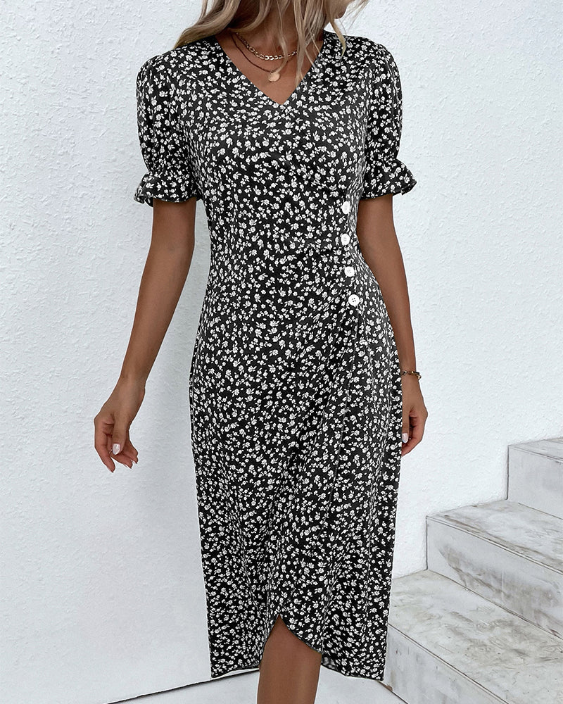 GISELLE | FLORAL V-NECK DRESS