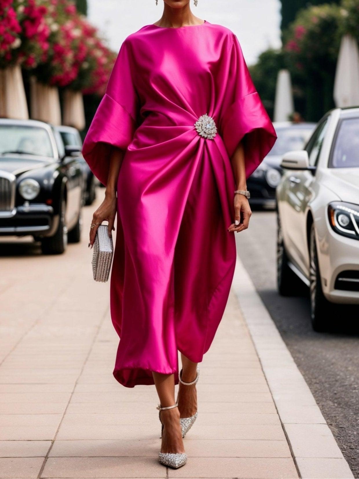 ELENA | LUXE SHIMMER SATIN LONG DRESS