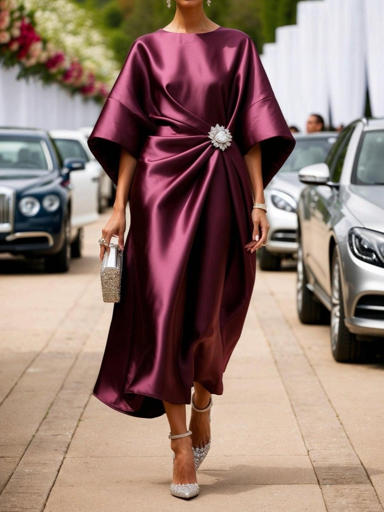 ELENA | LUXE SHIMMER SATIN LONG DRESS