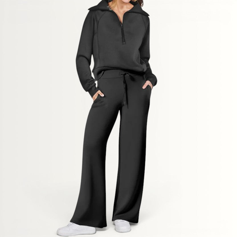 RANDI | COZY ZIP-UP WIDE LEG SWEATSUIT SET