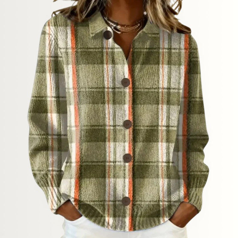 BROOKLYN | OLIVE PLAID BUTTON CARDIGAN