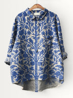 NATALIE | WOMEN'S INDIAN ART FLORAL VINTAGE PRINT CASUAL SHIRT