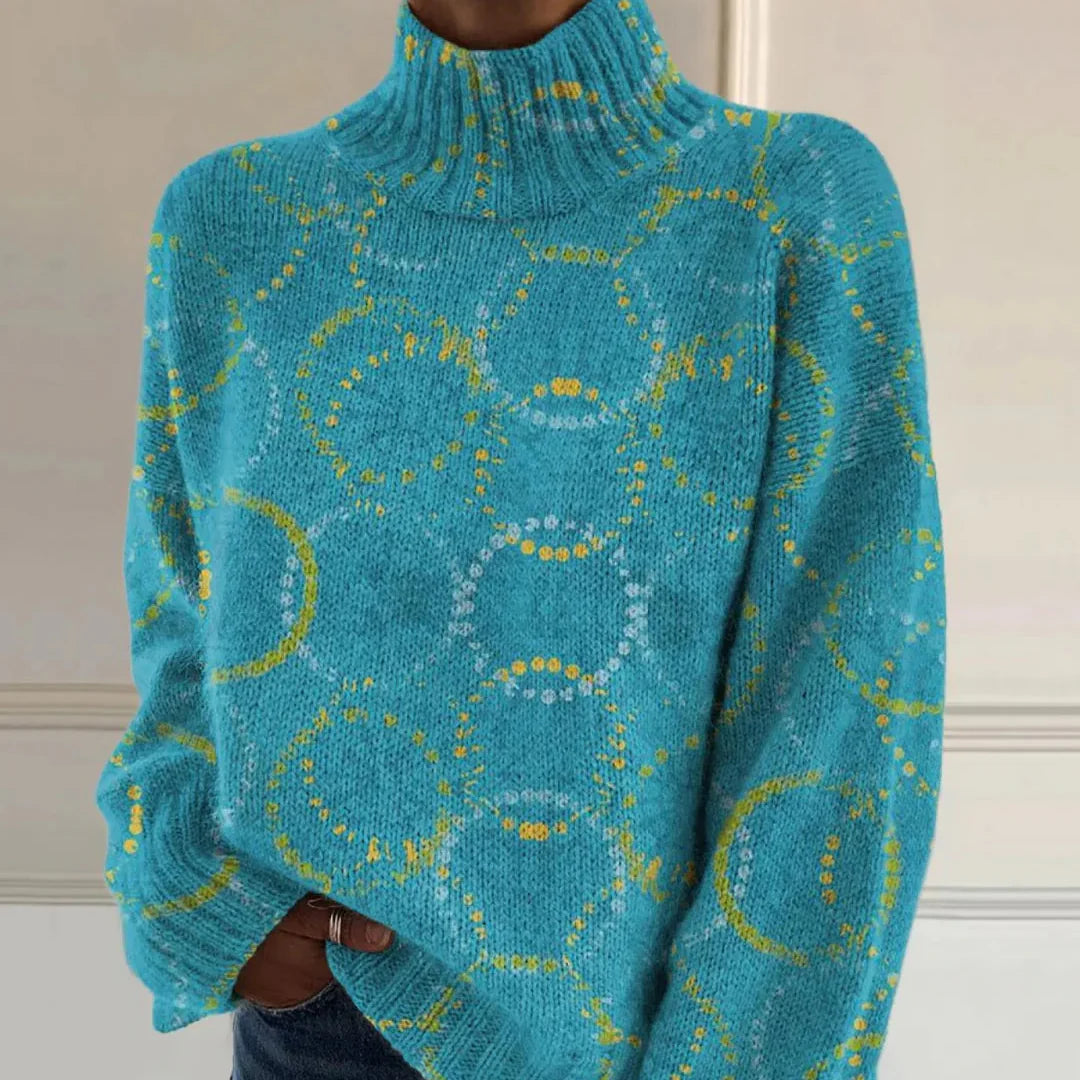 JOCELYN| BRIGHT CIRCLE ART PRINT TURTLENECK