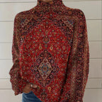 LYDIA | VINTAGE ART PRINT TURTLENECK PULLOVER