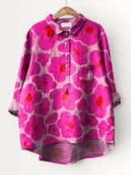 AMAYAH | VIBRANT PINK FLORAL PATTERN PRINTED WOMEN'S CASUAL SHIRT