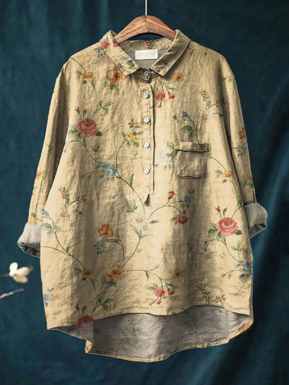 MARIAH | WOMEN'S VINTAGE FLORAL ART PRINTED CASUAL SHIRT