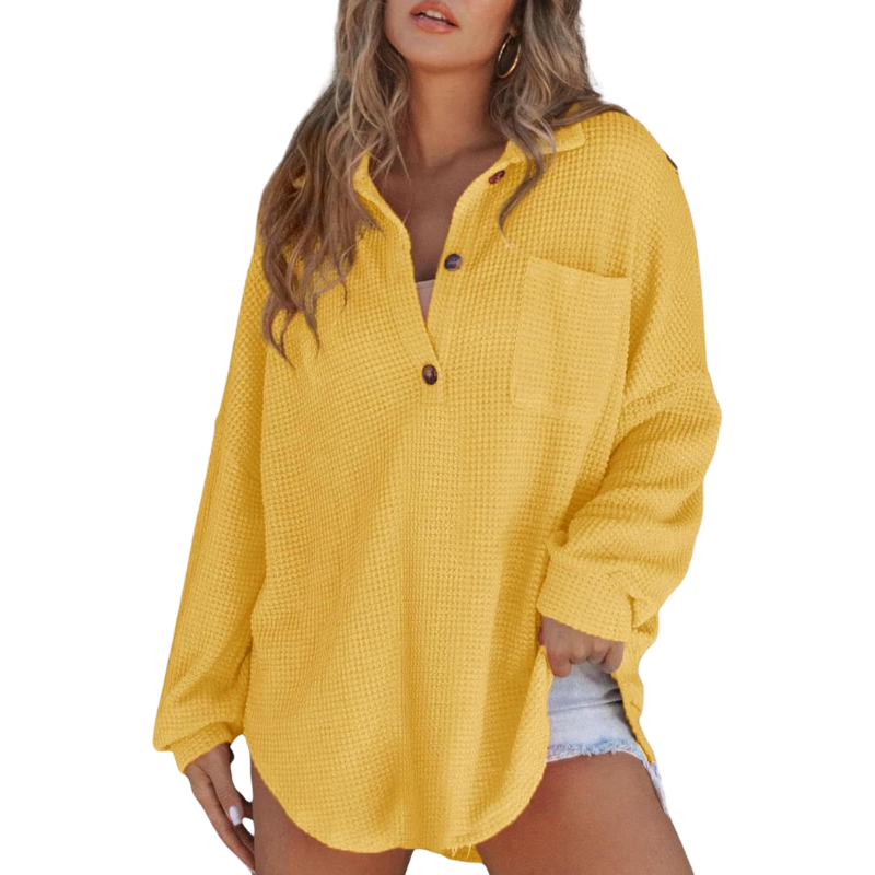 PATRICIA | CASUAL LIGHTWEIGHT BUTTON V NECK TUNIC BLOUSE
