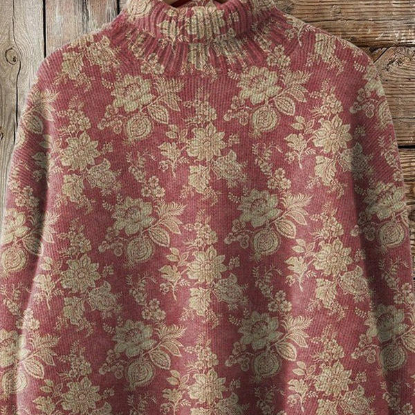 GEORGIA | RETRO PRINT TURTLENECK SWEATER