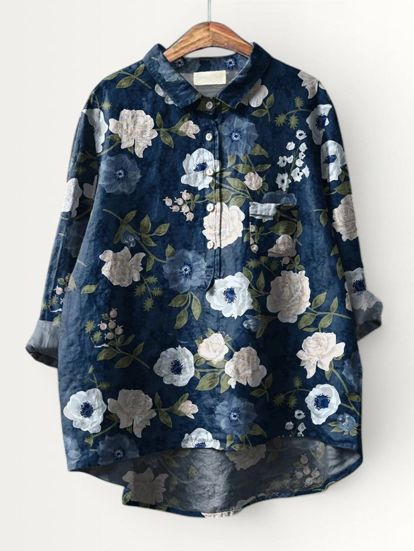 JOELLE | WOMEN'S FLORAL ART  PRINT CASUAL SHIRT