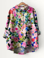 DELIA | COLORFUL SPRING FLORAL GARDEN PRINTED WOMEN'S CASUAL SHIRT