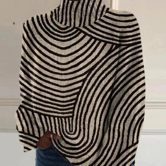 AINSLEY | HAND-DRAWN LINE TURTLENECK SWEATER