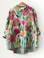LINDSEY | WOMEN'S VINTAGE FLOWER ART PRINT CASUAL SHIRT