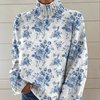 ASHLEY | BLUE BLOSSOM TURTLENECK SWEATER