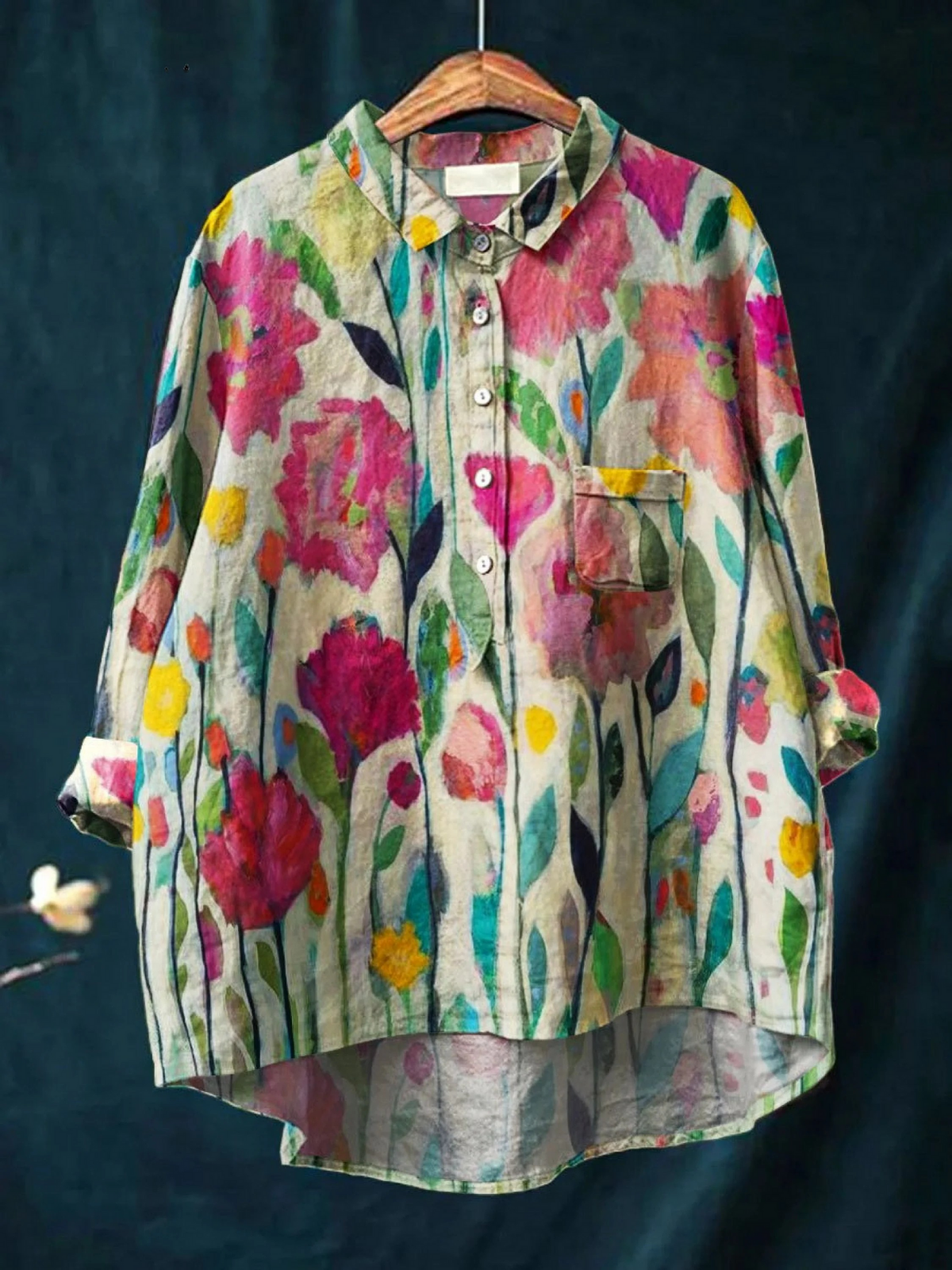 LINDSEY | WOMEN'S VINTAGE FLOWER ART PRINT CASUAL SHIRT