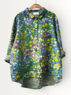 EMERY | WOMEN'S VINTAGE FLORAL ART PRINT CASUAL SHIRT