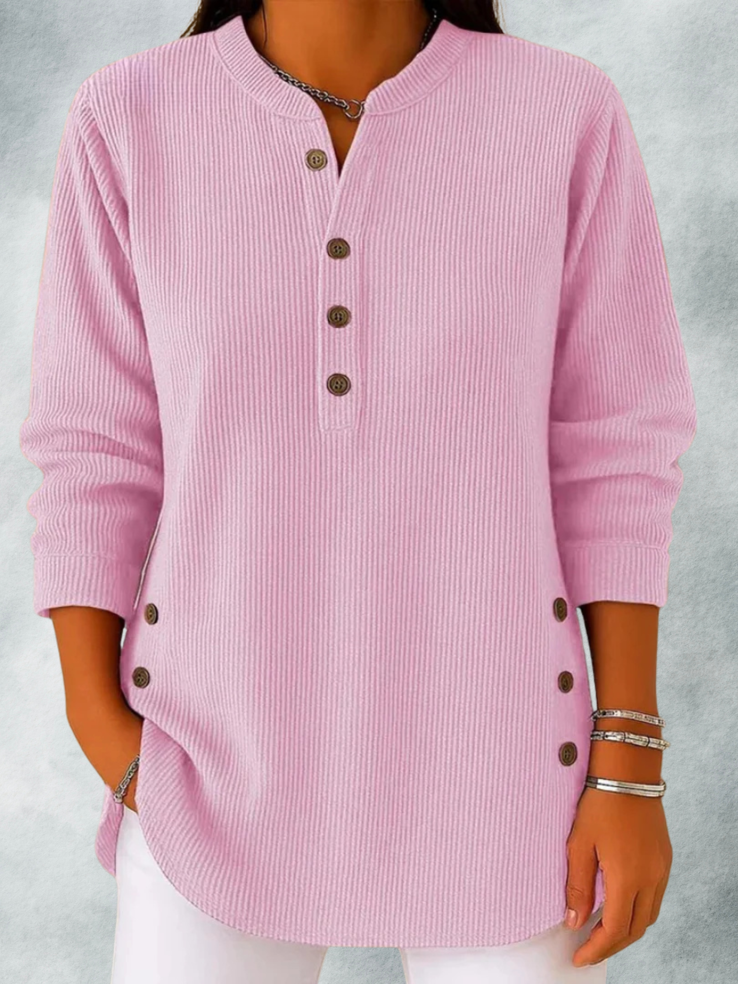 WILLOW | CASUAL RIBBED LONG SLEEVE HENLEY TOP