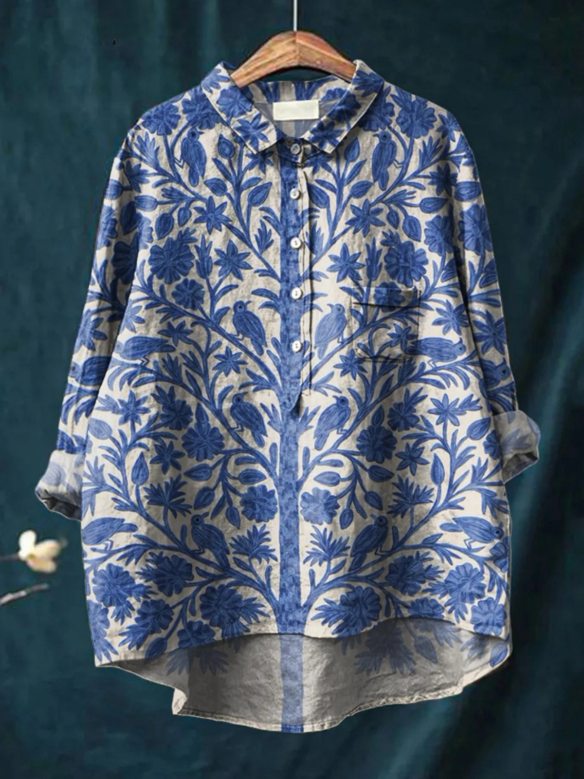 NATALIE | WOMEN'S INDIAN ART FLORAL VINTAGE PRINT CASUAL SHIRT