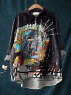 KYLIE | VINTAGE ABSTRACT FIGURE PAINTING ART PRINT CASUAL SHIRT