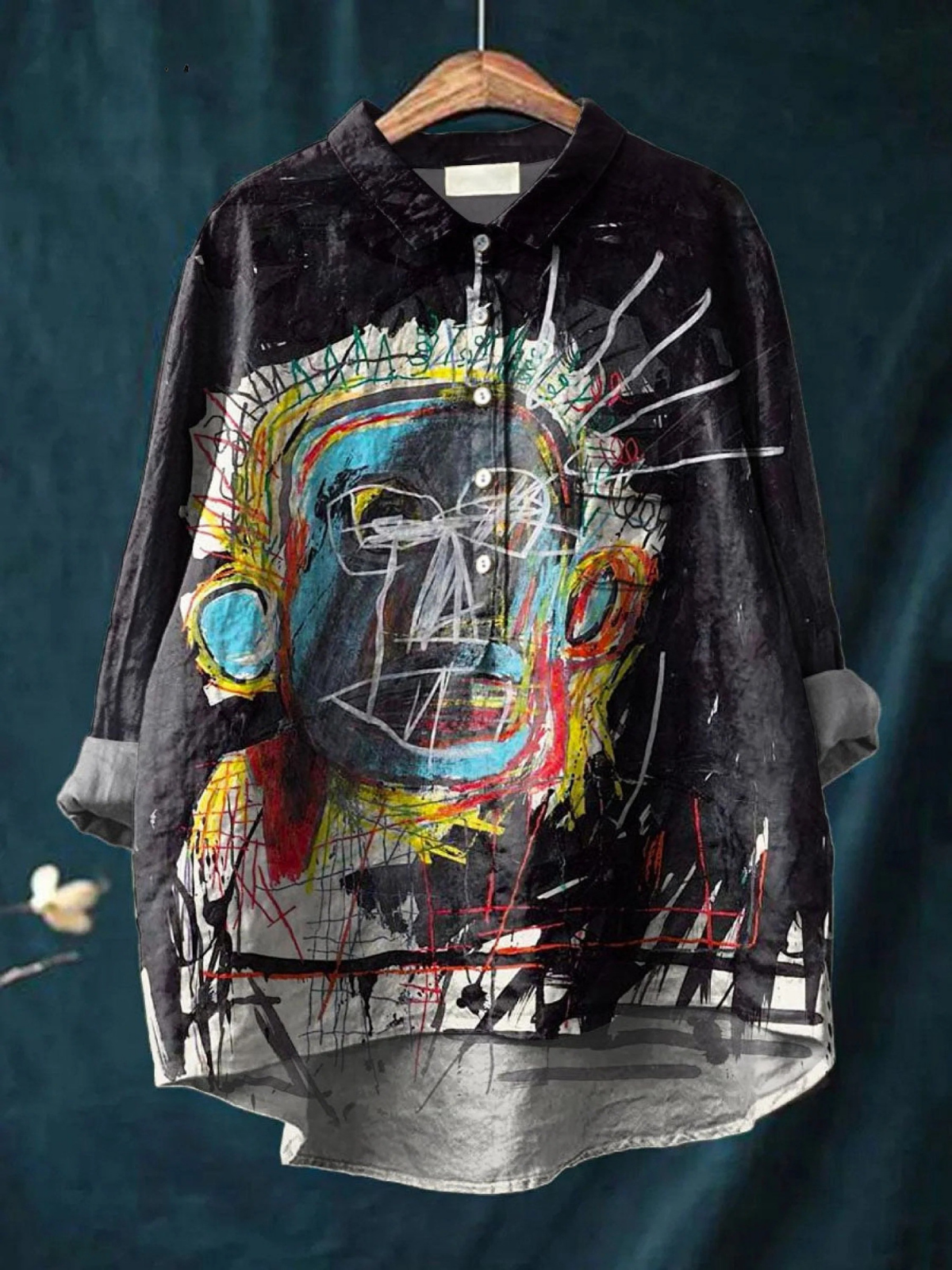 KYLIE | VINTAGE ABSTRACT FIGURE PAINTING ART PRINT CASUAL SHIRT