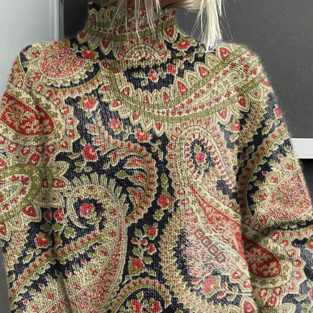 FRANCES | VINTAGE FLORAL TURTLENECK SWEATER