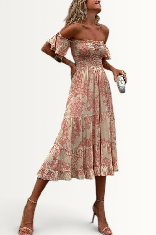 ROMY | OFF SHOULDER MIDI DRESS