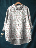 HADLEY | PINK SPRING FLORAL REPEAT PATTERN PRINTED WOMEN'S CASUAL SHIRT