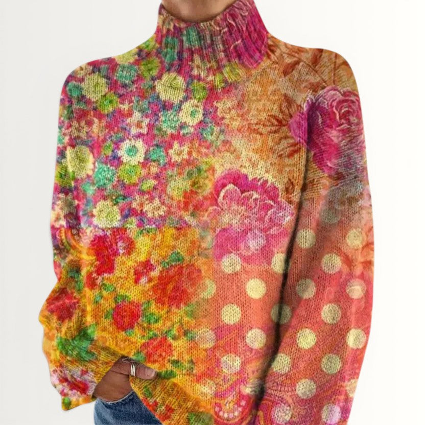 JADE  | FLORAL POLKA DOT KNITTED SWEATER