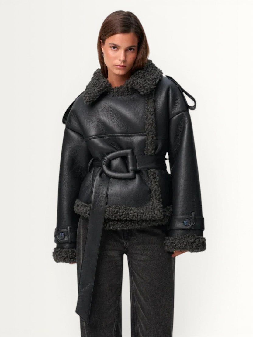 ARIA | BELTED SHEARLING COAT