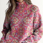 ANNABELLE | RETRO ETHNIC FLORAL TURTLENECK