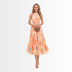 AURORA | HALTER NECK DRESS WITH WATERCOLOR PRINT