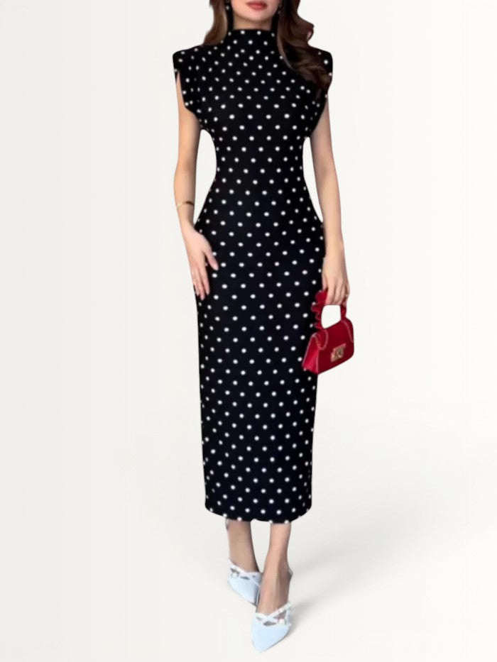 POLKA DOT | ELEGANT V-NECK WAIST DRESS