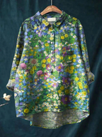 EMERY | WOMEN'S VINTAGE FLORAL ART PRINT CASUAL SHIRT