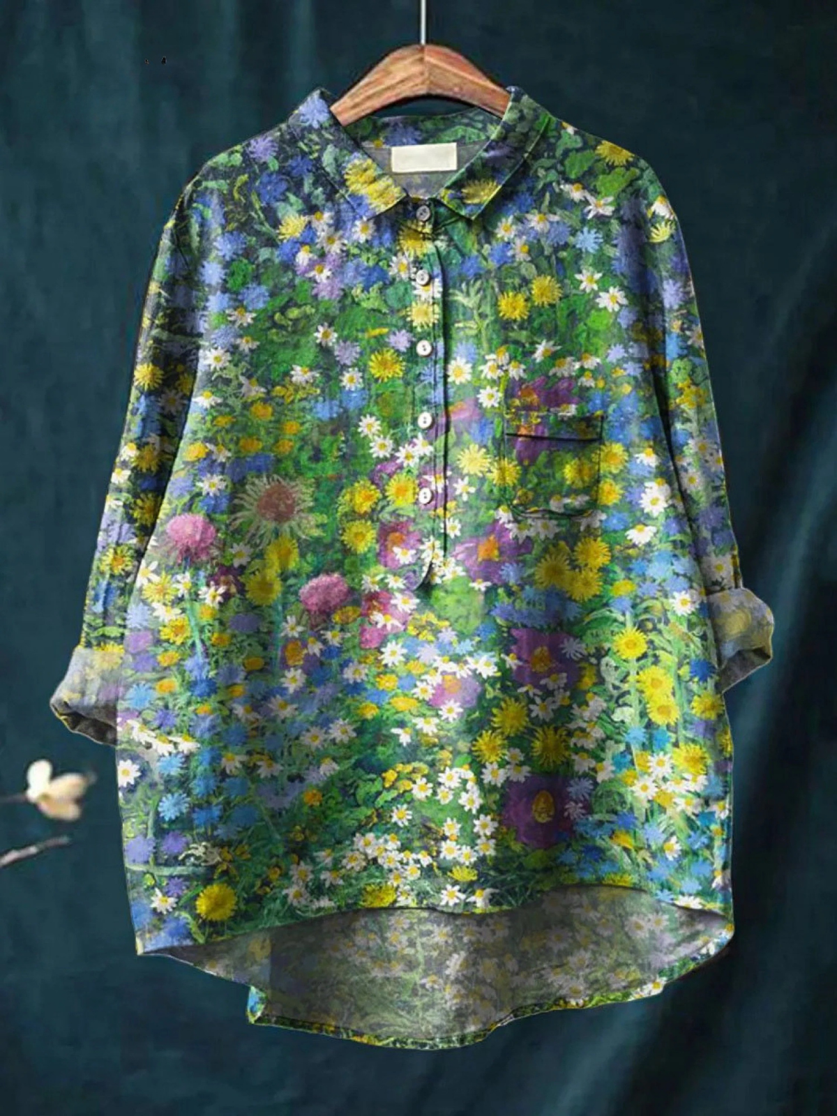 EMERY | WOMEN'S VINTAGE FLORAL ART PRINT CASUAL SHIRT