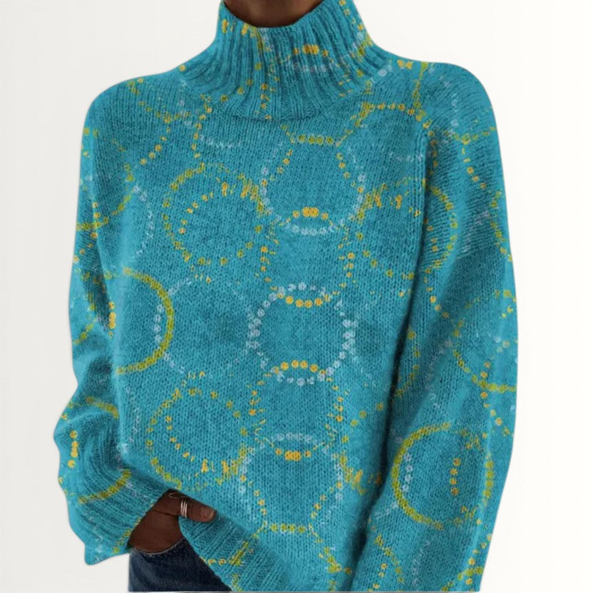 JOCELYN | BRIGHT CIRCLE ART PRINT TURTLENECK
