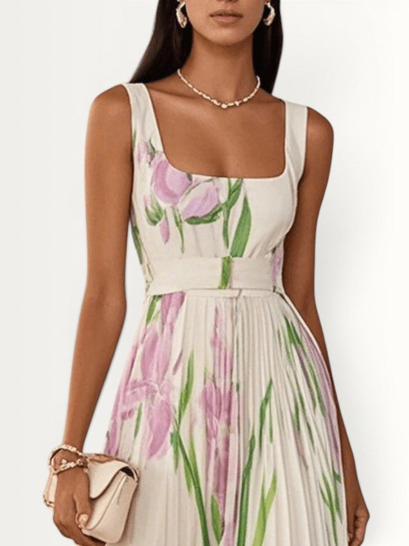 ELLA | FLORAL PLEATED MAXI DRESS