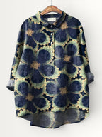 AVIELLE | WOMEN'S VINTAGE FLORAL ART PRINT CASUAL SHIRT
