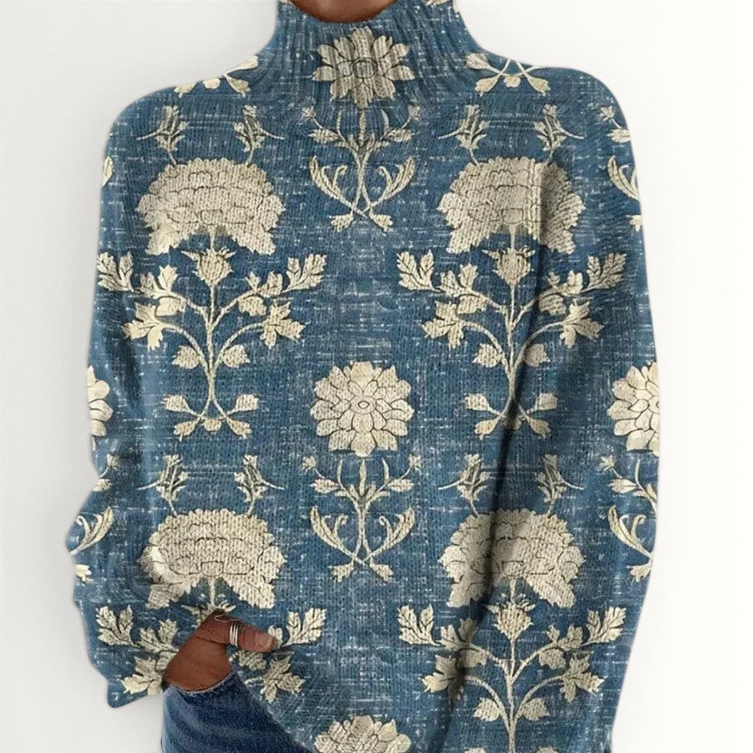 ANGELA | TIMELESS FLORAL TURTLENECK SWEATER
