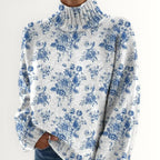 ASHLEY | BLUE BLOSSOM TURTLENECK SWEATER