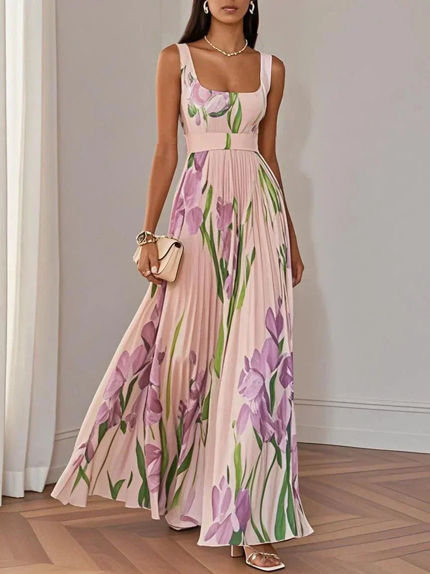 ELLA | FLORAL PLEATED MAXI DRESS