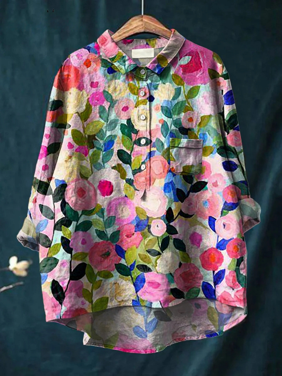 DELIA | COLORFUL SPRING FLORAL GARDEN PRINTED WOMEN'S CASUAL SHIRT