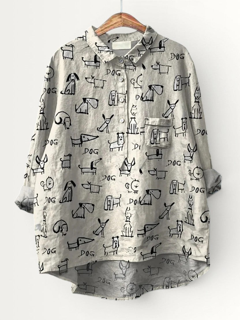 FAITH | WOMEN'S CUTE DOG PRINT CASUAL SHIRT