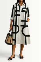AXIS | SHIRT DRESS WITH GEOMETRIC PRINT