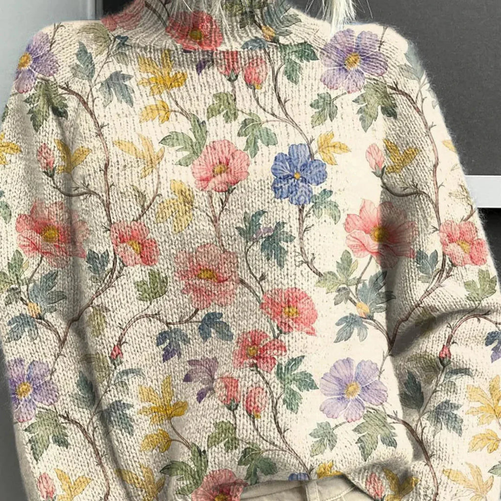 FREYA | LOVELY FLORAL TURTLENECK SWEATER