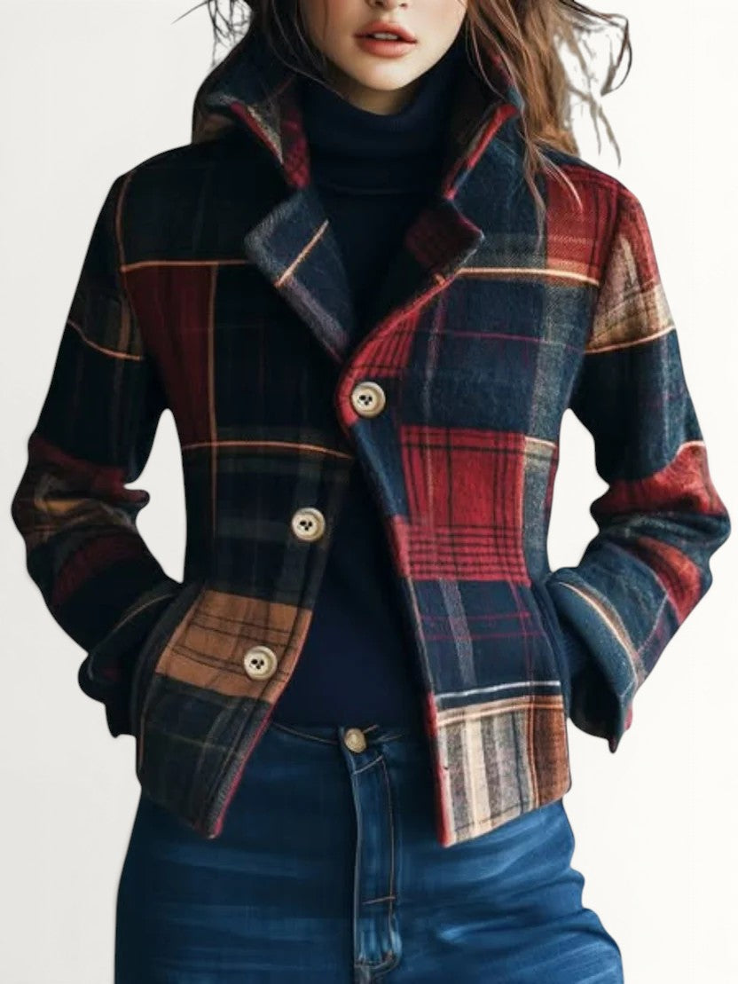 JASMINE | PLAID PATTERN WOOLEN JACKET