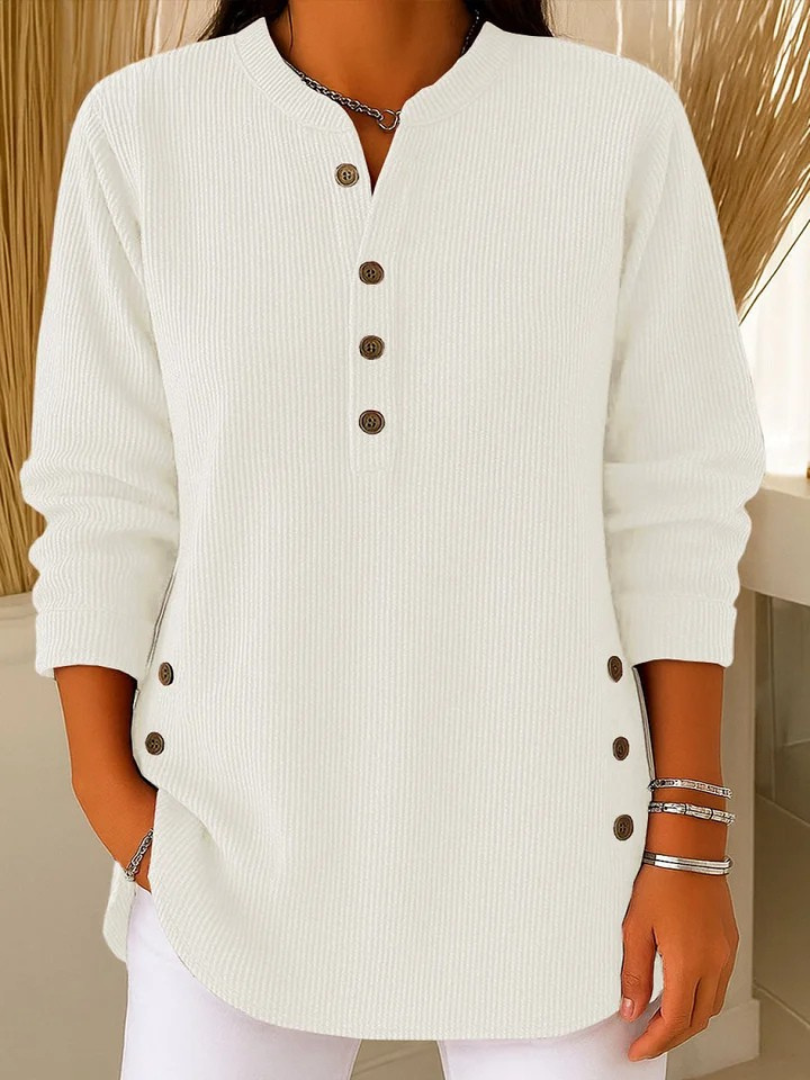 WILLOW | CASUAL RIBBED LONG SLEEVE HENLEY TOP