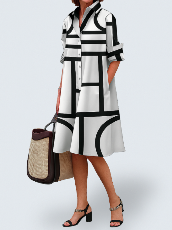 AXIS | SHIRT DRESS WITH GEOMETRIC PRINT