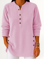 WILLOW | CASUAL RIBBED LONG SLEEVE HENLEY TOP