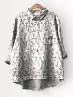 HADLEY | PINK SPRING FLORAL REPEAT PATTERN PRINTED WOMEN'S CASUAL SHIRT