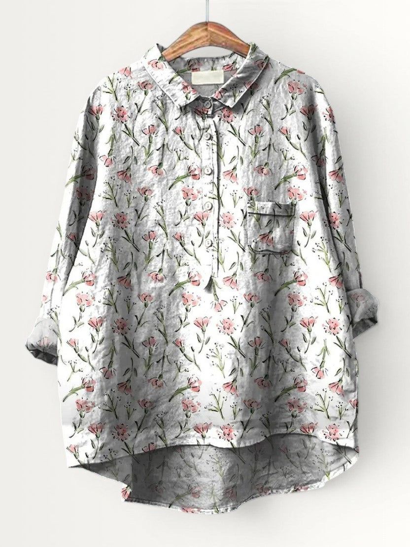 HADLEY | PINK SPRING FLORAL REPEAT PATTERN PRINTED WOMEN'S CASUAL SHIRT
