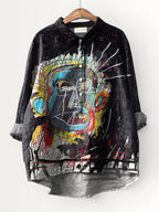 KYLIE | VINTAGE ABSTRACT FIGURE PAINTING ART PRINT CASUAL SHIRT